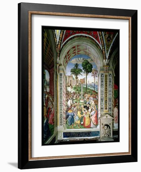 Aeneas Sylvius Piccolomini (1405-64) Presents Eleonora of Aragon to Frederick III (1415-93) on…-Bernardino di Betto Pinturicchio-Framed Giclee Print