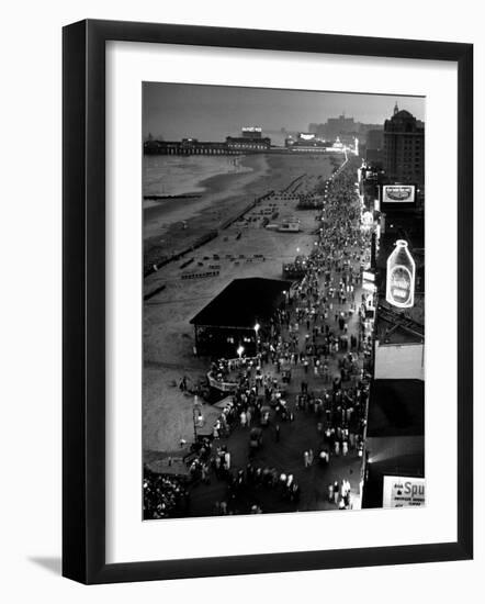 Aerial at Dusk of Beach, Boardwalk and Pier of Resort and Convention City-Alfred Eisenstaedt-Framed Photographic Print