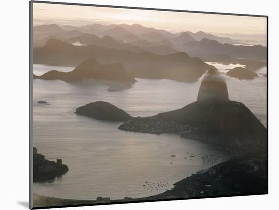 Aerial at Dusk of Sugar Loaf Mountain and Rio de Janeiro-Dmitri Kessel-Mounted Photographic Print