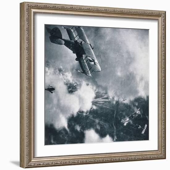 Aerial Combat on the Western Front, WWI Photogravure-Stapleton Collection-Framed Photographic Print