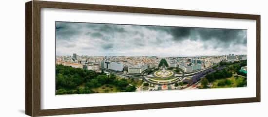 Aerial drone panoramic view of Parque Eduardo XII and Marques the Pombal-Alexandre Rotenberg-Framed Photographic Print