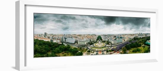 Aerial drone panoramic view of Parque Eduardo XII and Marques the Pombal-Alexandre Rotenberg-Framed Photographic Print