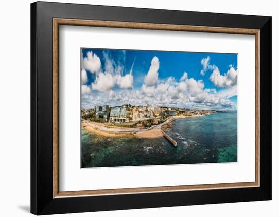 Aerial drone panoramic view of promenade in Cascais, on the Portuguese Riveira-Alexandre Rotenberg-Framed Photographic Print