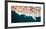 Aerial drone photo of surfers riding Pacific Ocean waves in San Diego, California at Sunset Cliffs-David Chang-Framed Photographic Print