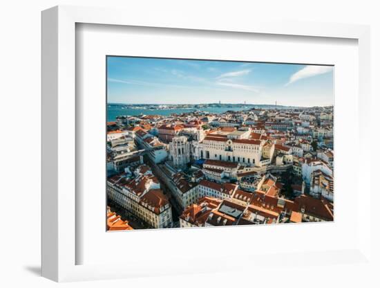 Aerial drone view of Carmo Church and surrounding historic neighbourhood in Chiado-Alexandre Rotenberg-Framed Photographic Print