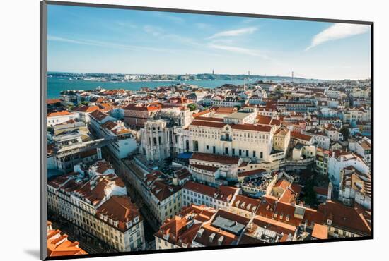 Aerial drone view of Carmo Church and surrounding historic neighbourhood in Chiado-Alexandre Rotenberg-Mounted Photographic Print