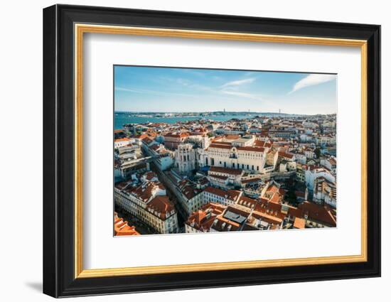 Aerial drone view of Carmo Church and surrounding historic neighbourhood in Chiado-Alexandre Rotenberg-Framed Photographic Print