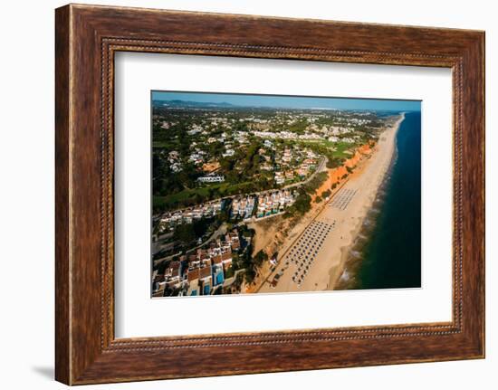 Aerial drone view of Vale do Lobo Beach, iconic beachfront resort and home-Alexandre Rotenberg-Framed Photographic Print