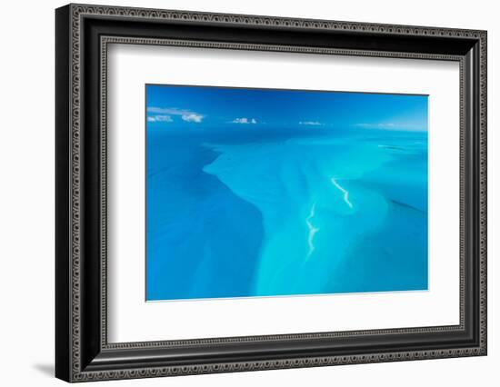 Aerial image showing sandbanks in the Bahamas, Caribbean-Juan Carlos Munoz-Framed Photographic Print