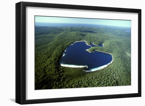 Aerial Lake Mckenzie (Boorangoora) a Perched Lake-null-Framed Photographic Print