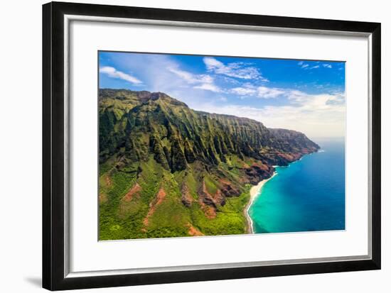 Aerial Landscape View of Spectacular Na Pali Coast, Kauai, Hawaii, USA-Martin M303-Framed Photographic Print