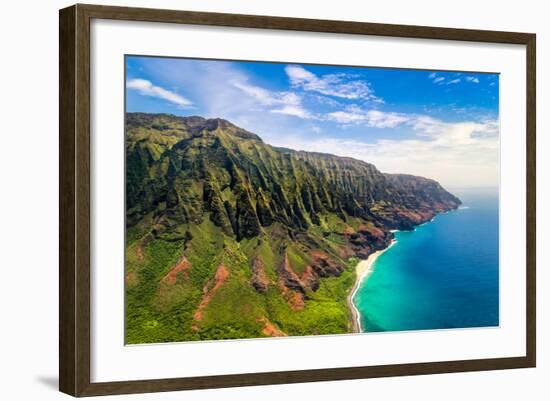 Aerial Landscape View of Spectacular Na Pali Coast, Kauai, Hawaii, USA-Martin M303-Framed Photographic Print