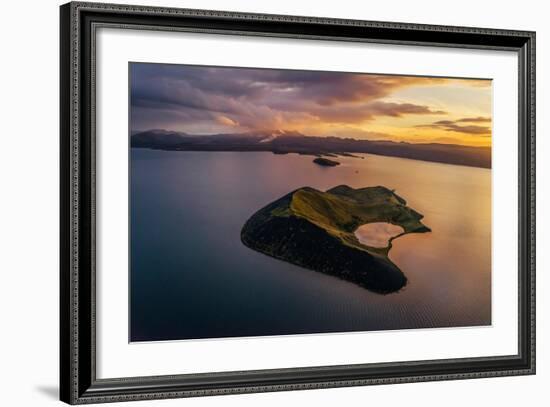 Aerial of a Small Island Named Sandey in Thingvallavatn or Lake Thingvellir, Iceland-Arctic-Images-Framed Photographic Print