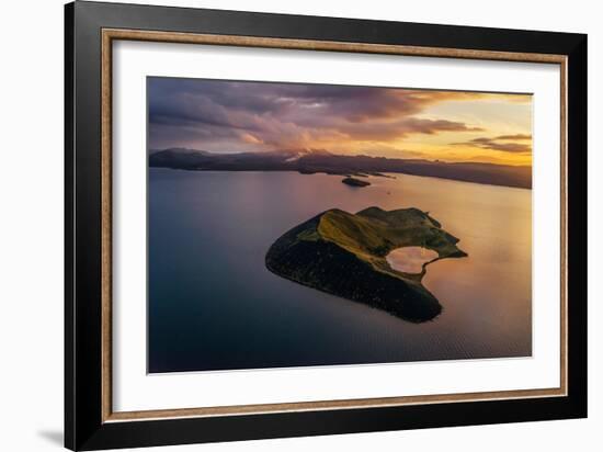 Aerial of a Small Island Named Sandey in Thingvallavatn or Lake Thingvellir, Iceland-Arctic-Images-Framed Photographic Print