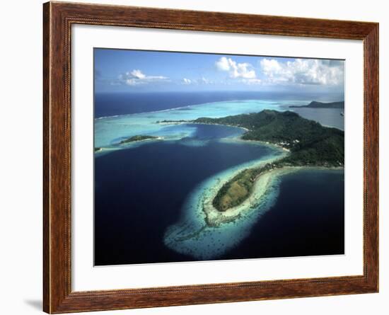 Aerial of Beautiful Bora Bora, Tahiti, French Polynesia-Bill Bachmann-Framed Photographic Print