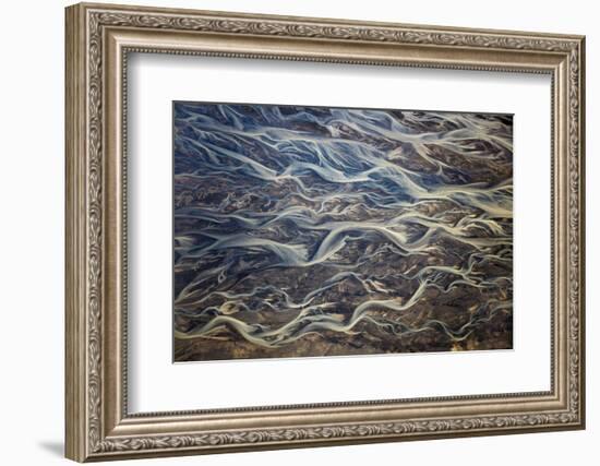 Aerial of braided rivers, Iceland-Art Wolfe-Framed Photographic Print