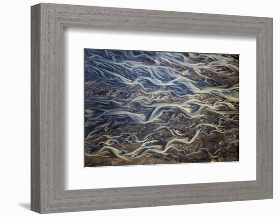 Aerial of braided rivers, Iceland-Art Wolfe-Framed Photographic Print