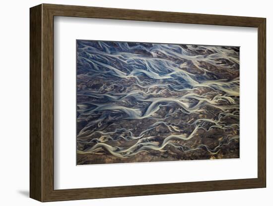 Aerial of braided rivers, Iceland-Art Wolfe-Framed Photographic Print