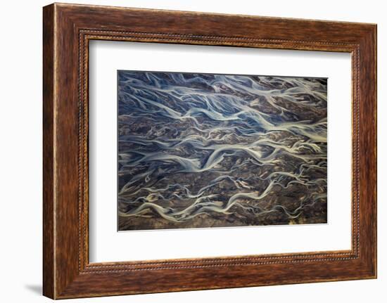 Aerial of braided rivers, Iceland-Art Wolfe-Framed Photographic Print