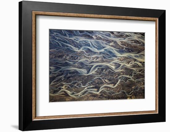 Aerial of braided rivers, Iceland-Art Wolfe-Framed Photographic Print