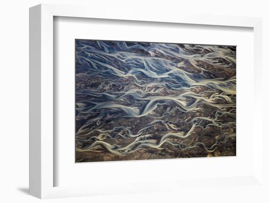 Aerial of braided rivers, Iceland-Art Wolfe-Framed Photographic Print