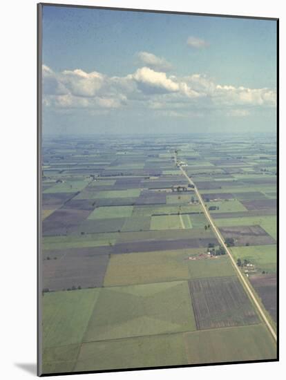 Aerial of Checkered Farmland in the Midwest-null-Mounted Photographic Print