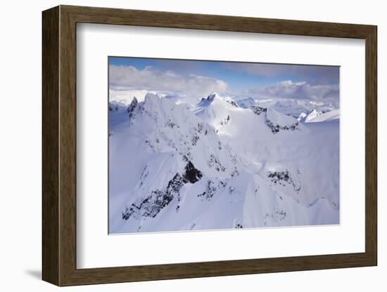 Aerial of deep snow in the Coast Mountains, near Squamish and Whistler, British Columbia, Canada-Kristin Piljay-Framed Photographic Print