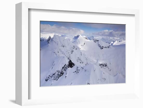 Aerial of deep snow in the Coast Mountains, near Squamish and Whistler, British Columbia, Canada-Kristin Piljay-Framed Photographic Print