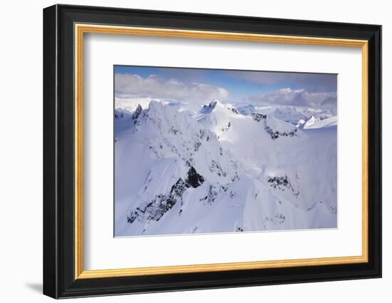 Aerial of deep snow in the Coast Mountains, near Squamish and Whistler, British Columbia, Canada-Kristin Piljay-Framed Photographic Print