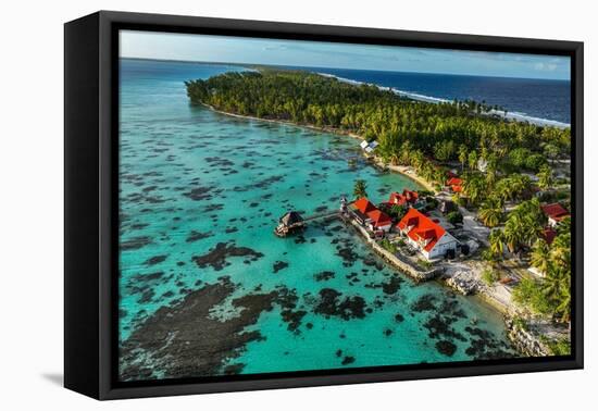 Aerial of Fakarava lagoon, Tuamotu archipelago, French Polynesia-Michael Runkel-Framed Premier Image Canvas