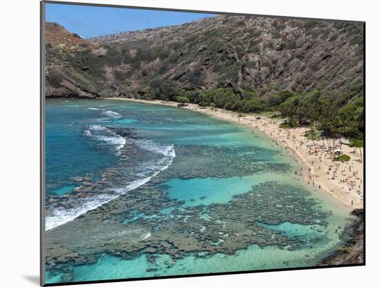 Aerial of Hanauma Bay Reef Snorkelers Near Oahu, Hawaii-Bill Bachmann-Mounted Photographic Print