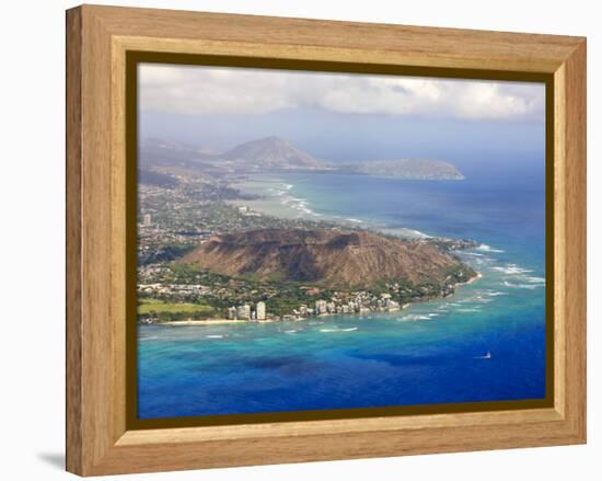 Aerial of Honolulu and Diamond Head, Oahu, Hawaii-Michael DeFreitas-Framed Premier Image Canvas