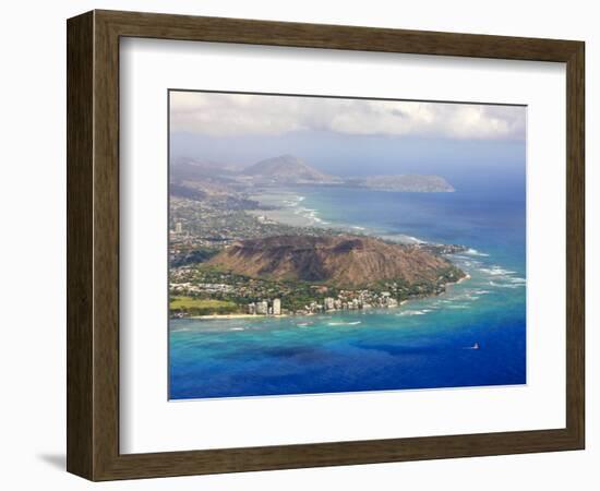 Aerial of Honolulu and Diamond Head, Oahu, Hawaii-Michael DeFreitas-Framed Photographic Print