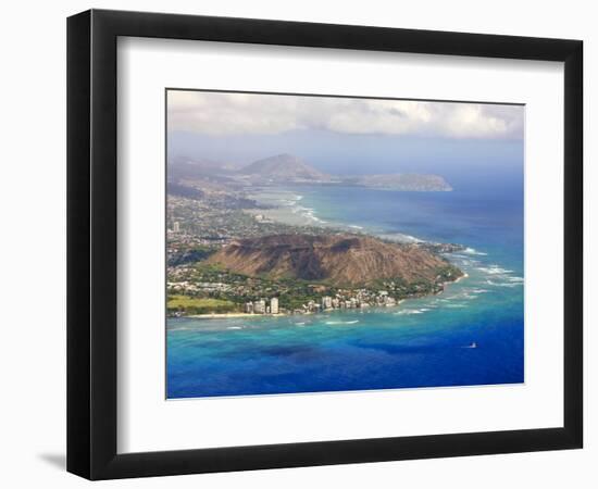 Aerial of Honolulu and Diamond Head, Oahu, Hawaii-Michael DeFreitas-Framed Photographic Print