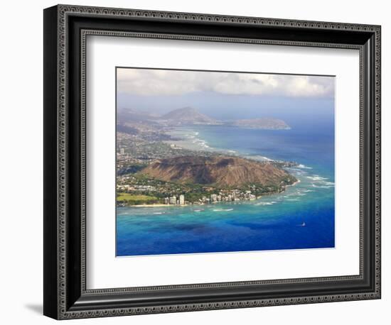 Aerial of Honolulu and Diamond Head, Oahu, Hawaii-Michael DeFreitas-Framed Photographic Print