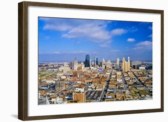 Aerial of Kansas City skyline, MO-null-Framed Photographic Print