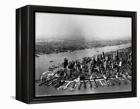 Aerial of Lower Manhattan and Hudson River-null-Framed Premier Image Canvas