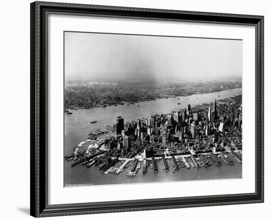 Aerial of Lower Manhattan and Hudson River-null-Framed Photographic Print