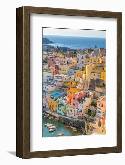 Aerial of Marina di Corricella at Sunset, Procida, Flegrean Islands, Campania, Italy, Europe-Neil Farrin-Framed Photographic Print