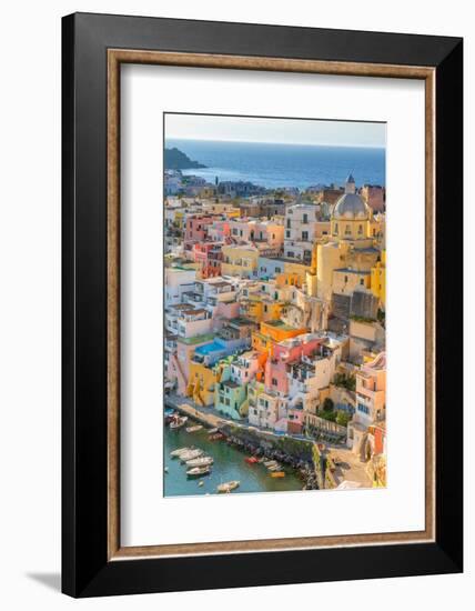 Aerial of Marina di Corricella at Sunset, Procida, Flegrean Islands, Campania, Italy, Europe-Neil Farrin-Framed Photographic Print