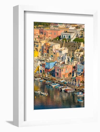 Aerial of Marina di Corricella, Procida, Flegrean Islands, Campania, Italy, Europe-Neil Farrin-Framed Photographic Print