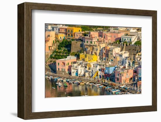 Aerial of Marina di Corricella, Procida, Flegrean Islands, Campania, Italy, Europe-Neil Farrin-Framed Photographic Print