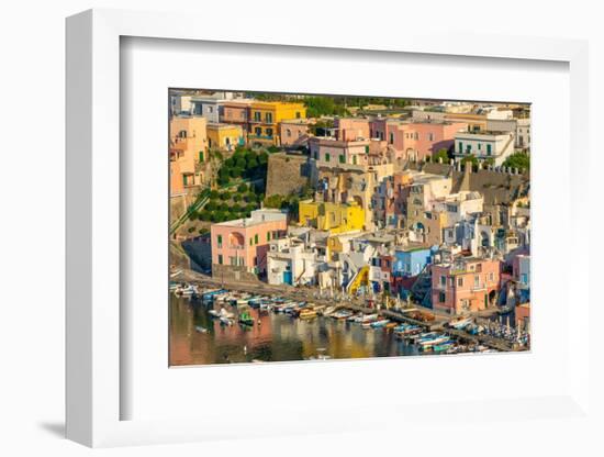 Aerial of Marina di Corricella, Procida, Flegrean Islands, Campania, Italy, Europe-Neil Farrin-Framed Photographic Print