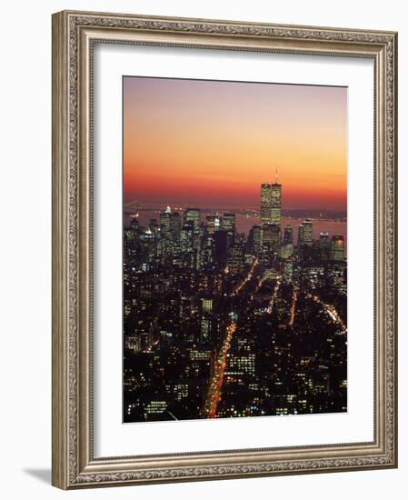 Aerial of Midtown NYC at Dusk, NY-Barry Winiker-Framed Photographic Print