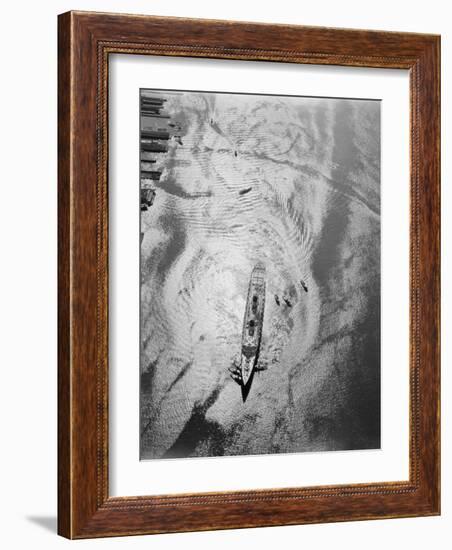 Aerial of Ocean Liner Queen Elizabeth. 1951-Margaret Bourke-White-Framed Photographic Print