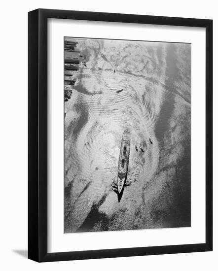 Aerial of Ocean Liner Queen Elizabeth. 1951-Margaret Bourke-White-Framed Photographic Print