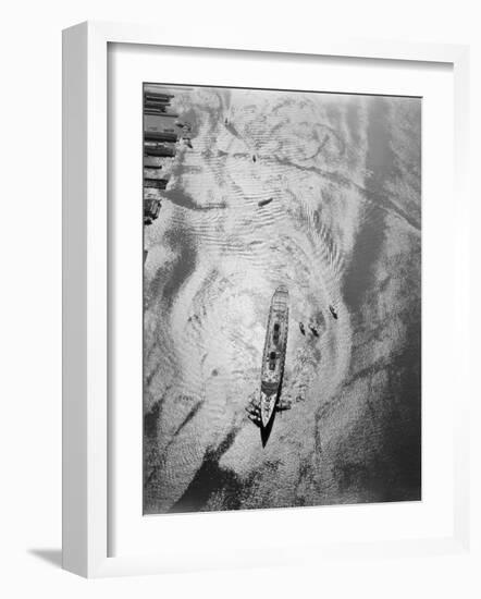 Aerial of Ocean Liner Queen Elizabeth. 1951-Margaret Bourke-White-Framed Photographic Print