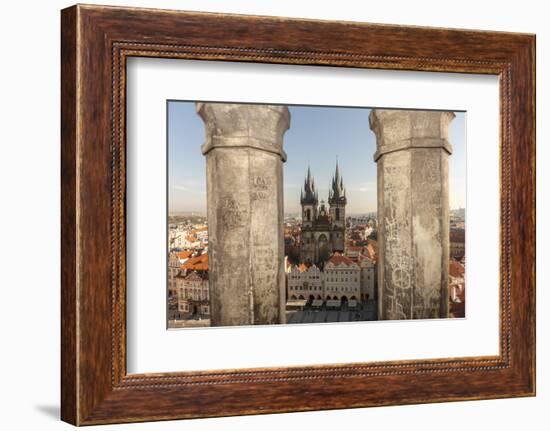 Aerial of Old Town Square. Church of Our Lady of Tryn. Prague, Czech Republic-Tom Norring-Framed Photographic Print