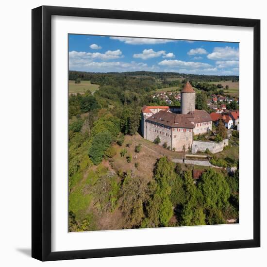 Aerial of Reichenberg Castle, Oppenweiler, Swabian-Franconian Forest Nature Park, Baden-Wurttemberg-Markus Lange-Framed Photographic Print