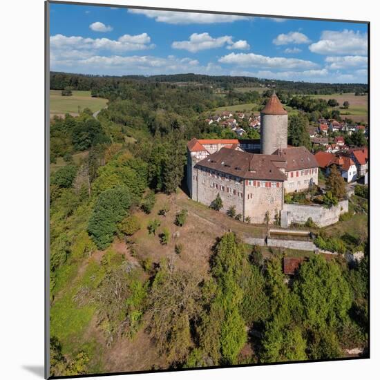 Aerial of Reichenberg Castle, Oppenweiler, Swabian-Franconian Forest Nature Park, Baden-Wurttemberg-Markus Lange-Mounted Photographic Print